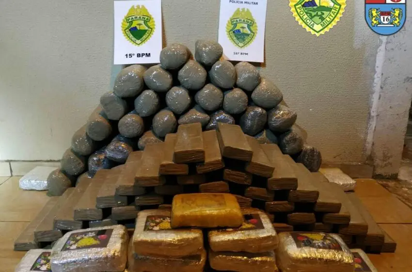  Mais de 85 quilos de maconha foram apreendidos e veículo recuperado pela Polícia Militar em Manoel Ribas