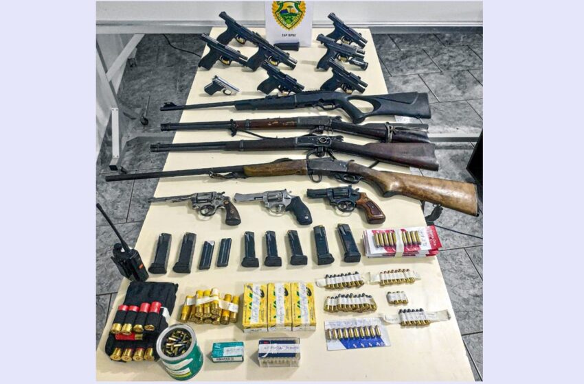  Organização criminosa em Guarapuava – 15 armas de fogo e munições foram apreendidas e 25 pessoas detidas