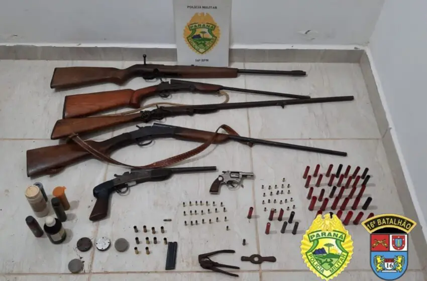  Seis armas de fogo ilegais foram apreendidas pela Polícia Militar de Pitanga