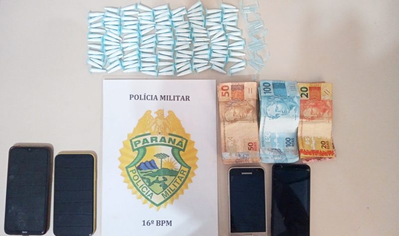  Três presos, uma menor apreendida, cocaína, celulares e dois veículos apreendidos pela PM em Pitanga