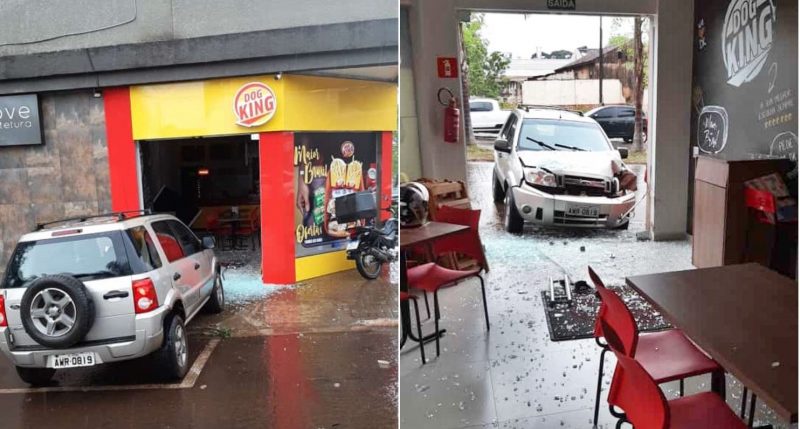  Após acidente, veículo entra em estabelecimento comercial em Pitanga, VÍDEO