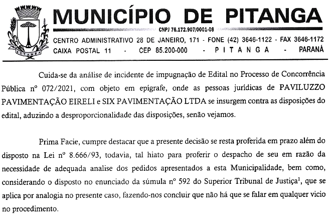 Edital de Licitação para o Asfalto do Rio do Meio é impugnado