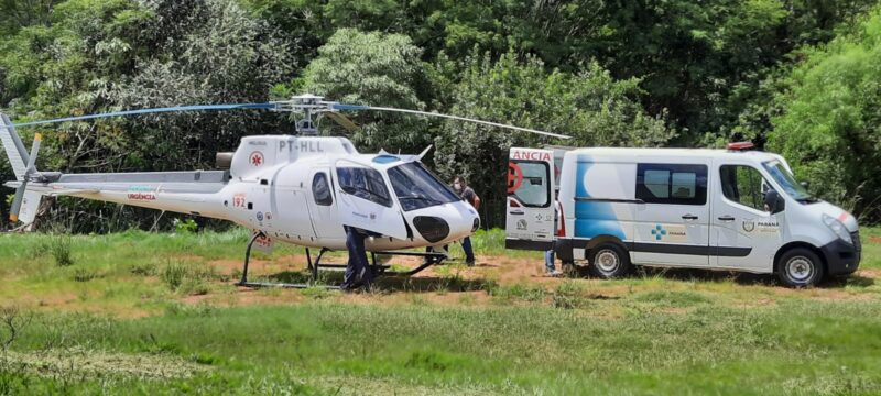  Helicóptero do SAMU transporta um paciente de Santa Maria do Oeste para Arapongas