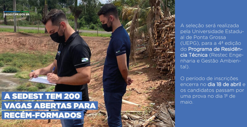  Estado abre 200 vagas de residência para profissionais atuarem na área ambiental