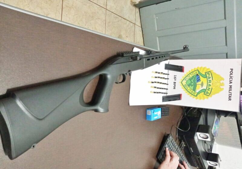  Preso em Manoel Ribas. Embriagado que quebrou a porta da casa. Um rifle foi encontrado pela PM