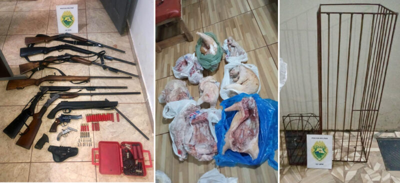  Três caçadores foram presos com várias armas, munições e equipamentos para pesca e caça em Manoel Ribas