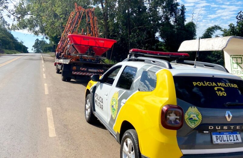  Equipamentos agrícolas furtados em Palmital foi recuperado em Nova Tebas quando seguia para Campo Mourão