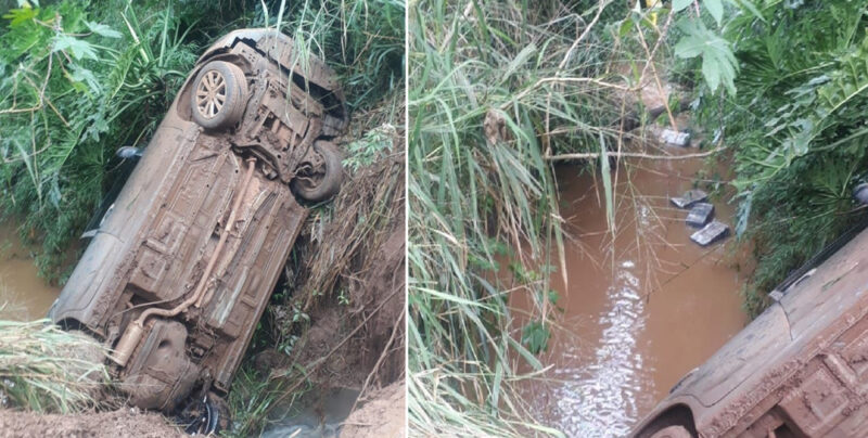  PM apreende mais de 500 quilos de maconha em um veículo que caiu no rio em Manoel Ribas