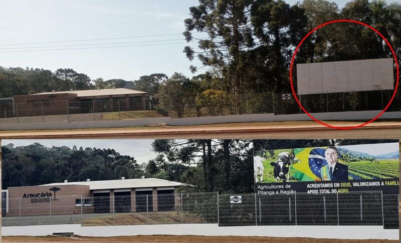  Imagem em outdoor em apoio a Bolsonaro em Pitanga é retirada após ação movida no MPPR