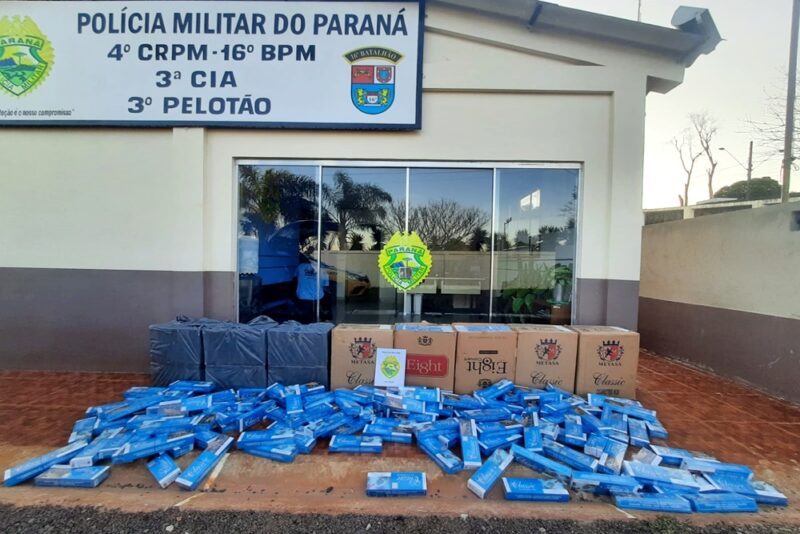  Preso em Manoel Ribas com um veículo carregado de cigarros do Paraguai. Foi levado pela PM para Polícia Federal de Guarapuava