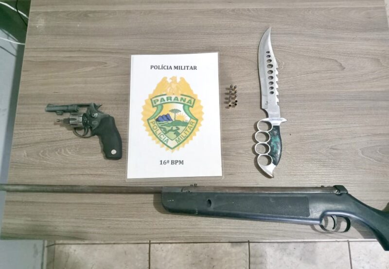 Preso após dar tiros pra o alto no interior de Nova Tebas. Três armas apreendidas e um veículo recolhido
