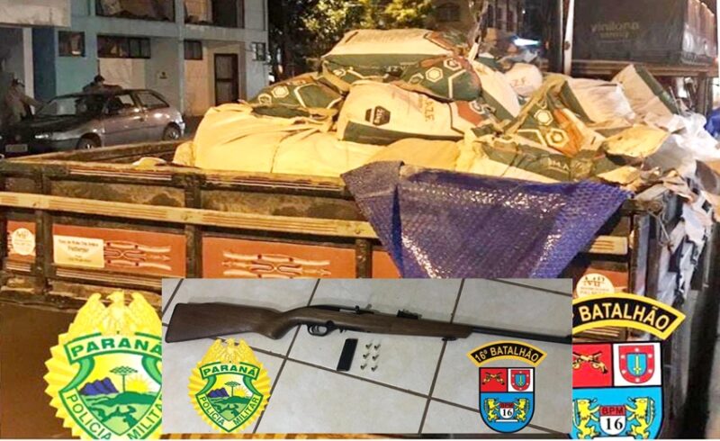  Três envolvidos em saque de carga de ração após acidente entre Palmital e Laranjeiras do Sul são presos. Uma arma apreendida e 123 sacas recuperadas pela PM
