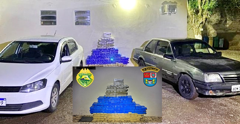  Dois presos e dois veículos apreendidos em Manoel Ribas, com 315 quilos de maconha