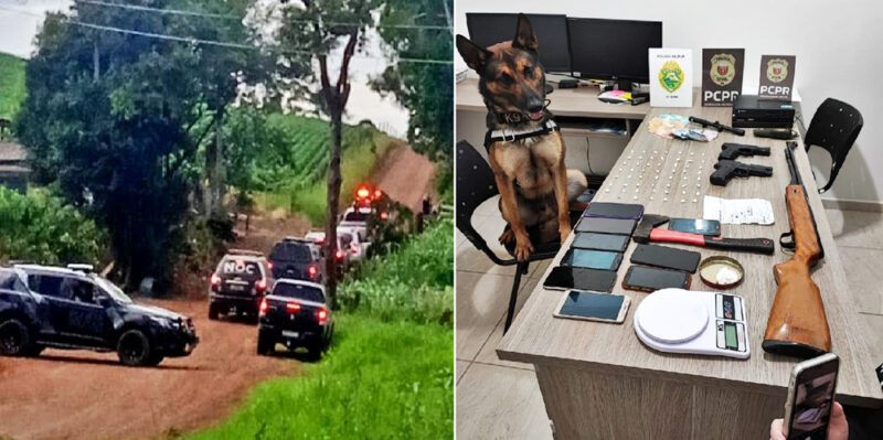  Seis pessoas são presas em Operação da PM em Mato Rico, com drogas, dinheiro, armas e produtos de furto