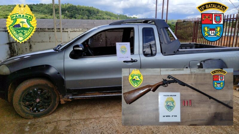  Veículo recolhido, arma apreendida, e um casal preso após desentendimento em Santa Maria do Oeste