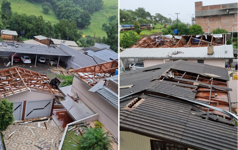  Pelo menos 150 casas ficam destelhadas após temporal em Nova Laranjeiras