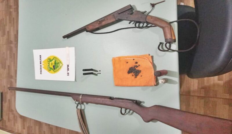  Rapaz leva um tiro após desentendimento no interior de Nova Tebas. Duas armas foram apreendidas
