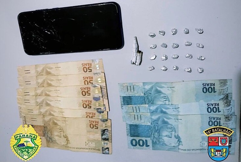  Preso por tráfico de drogas em Palmital. 20 pedras de crack, maconha e dinheiro foram apreendidos