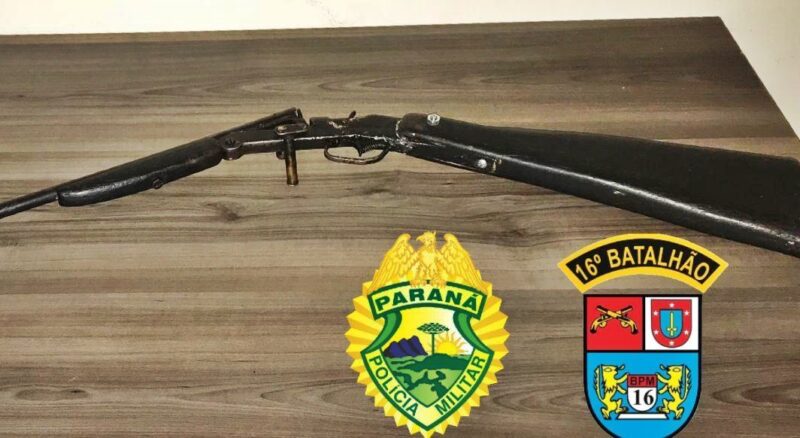  Espingarda é apreendida pela PM em Palmital. O proprietário foi encaminhado para Delegacia