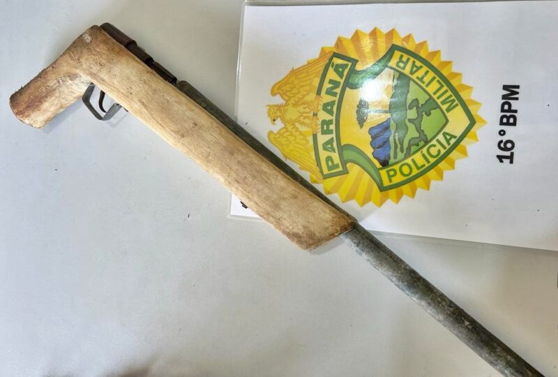  Preso no interior de Turvo após ameaçar o vizinho com uma arma de fabricação caseira que foi apreendida