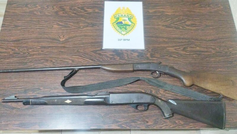  PM encontra duas armas de fogo e uma carabina de pressão em residência no interior de Turvo