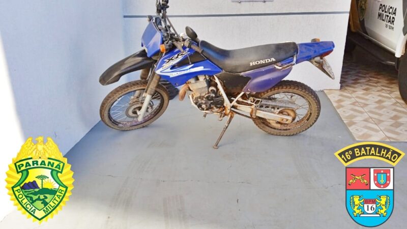  Motocicleta é furtada e logo é recuperada pela PM no interior de Palmital