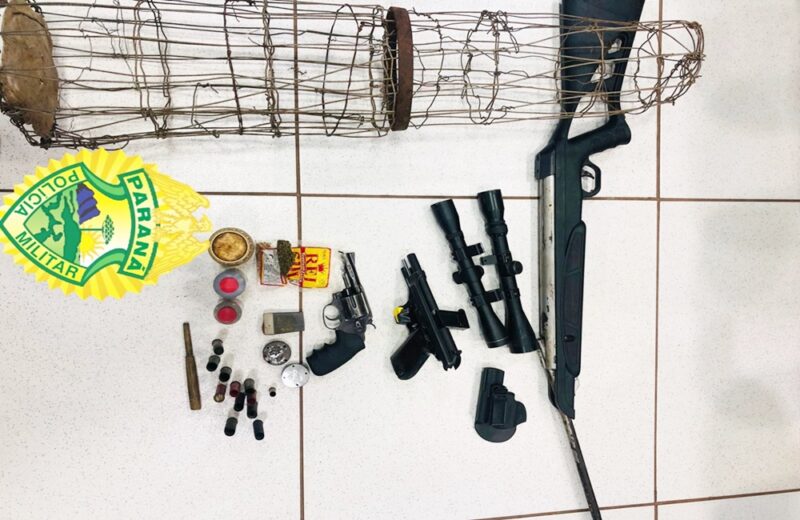  Preso com três armas, munições e maconha em Laranjeiras do Sul