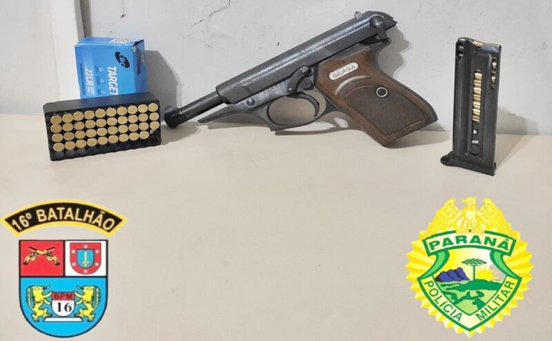  Preso após cair de moto e derrubar a arma na 466 na saída de Pitanga para Manoel Ribas