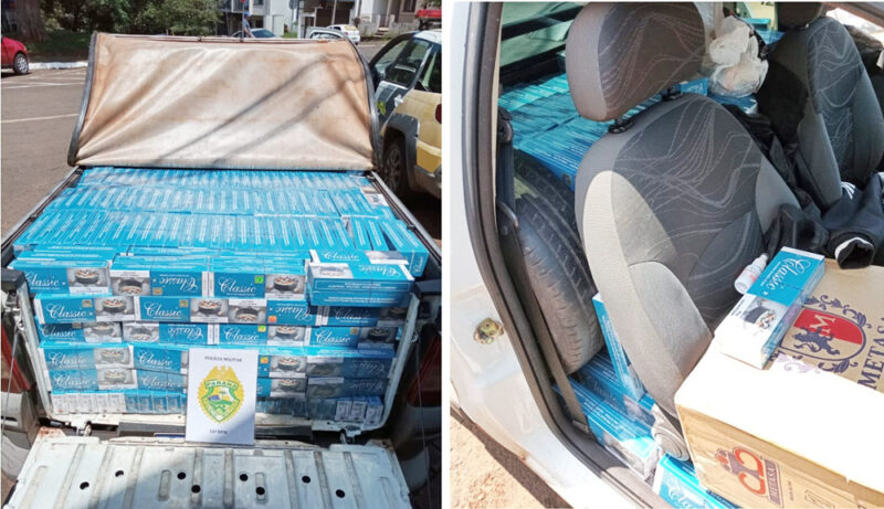  Preso com um veículo carregado de Classic do Paraguai entre Pitanga e Santa Maria do Oeste, homem de 26 anos, sem CNH
