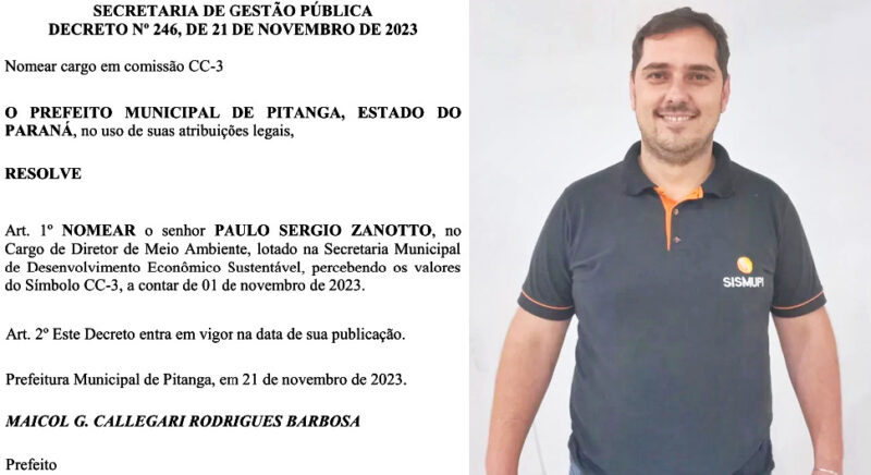  Presidente do SISMUPI é nomeado para o cargo de Diretor de Meio Ambiente