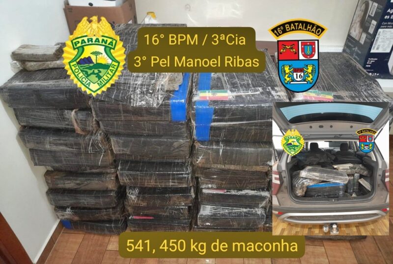 Preso em Manoel Ribas com veículo roubado do Rio de Janeiro com mais de meia tonelada de maconha