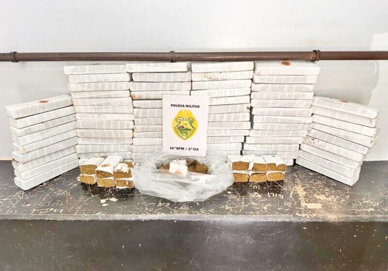  PM apreende mais de 50 quilos de maconha em Guarapuava e prende um homem de 31 anos