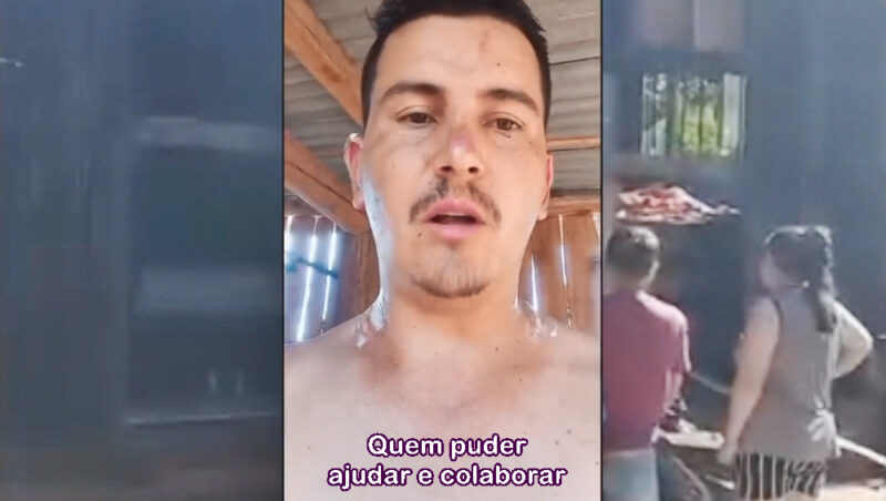  “VÍDEO” – Homem que teve a casa queimada em Nova Tebas pede ajuda e relata que teve todos os documentos dele e da família, queimados