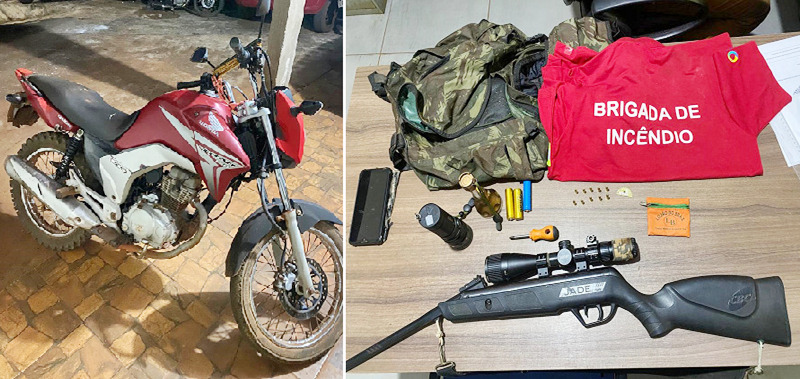  Preso em Boa Ventura de São Roque com moto furtada, sem CNH, espingarda e munições