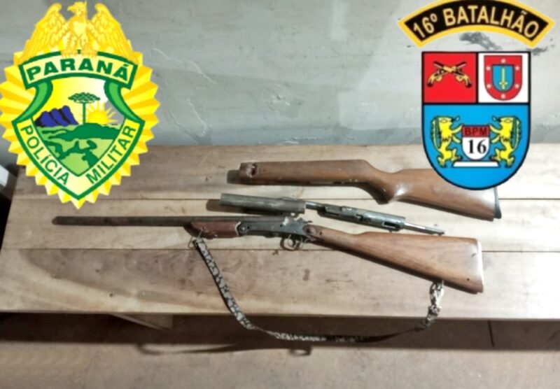  Acusado de ameaçar uma jovem é encaminhado para Delegacia de Pitanga com duas espingardas