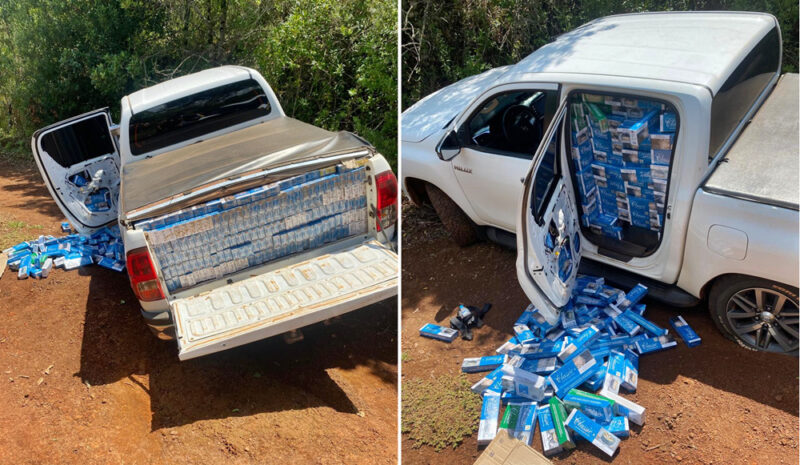  Hilux carregada de Classic do Paraguai e uma Strada são apreendidas e dois são presos na região de Boa Ventura
