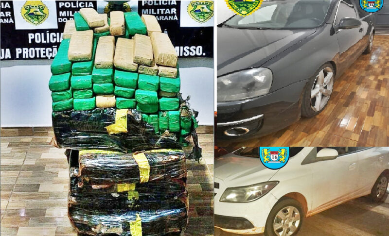  PM de Manoel Ribas, ROTAM e Denarc de Cascavel apreendem 178 Kg de maconha. Dois presos, dois veículos e um menor foram apreendidos