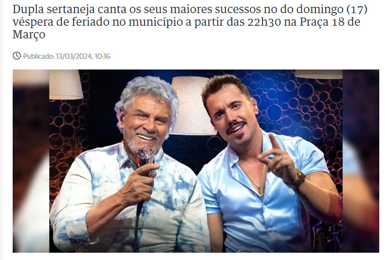  MP recomenda ao Prefeito de Tibagi que cancele show de dupla sertaneja contratada por valor considerado superfaturado