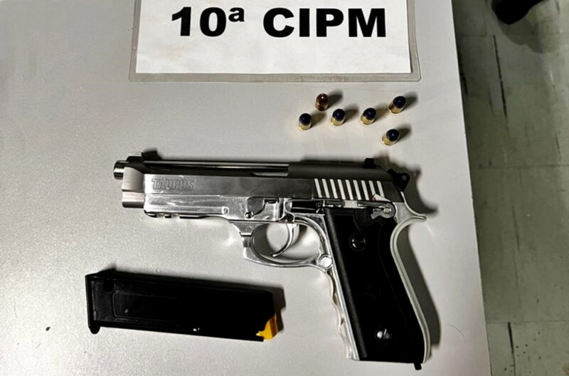  Preso e uma arma apreendida em Laranjal, após ser acusado de agredir e ameaçar a esposa e pessoas