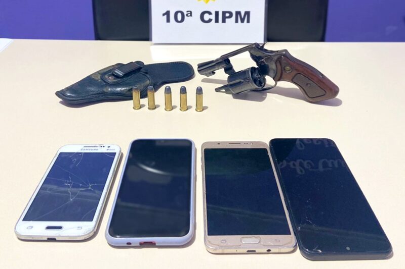  Três presos, arma de fogo e objetos apreendidos em Palmital/PR