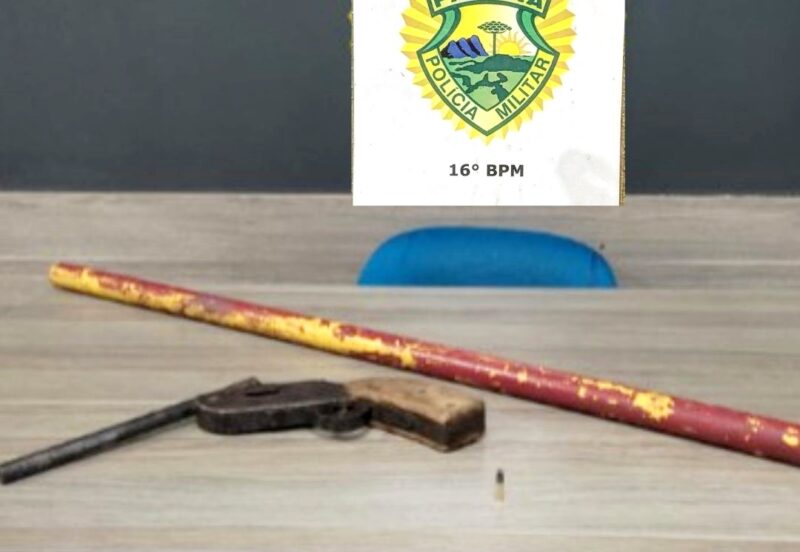  Garrucha e barra de ferro são apreendidos após ameaça e agressão em Pitanga