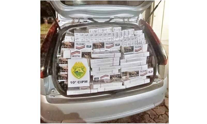  Veículo carregado de cigarros do Paraguai é apreendido após perseguição em Cantagalo. Condutor fugiu no mato