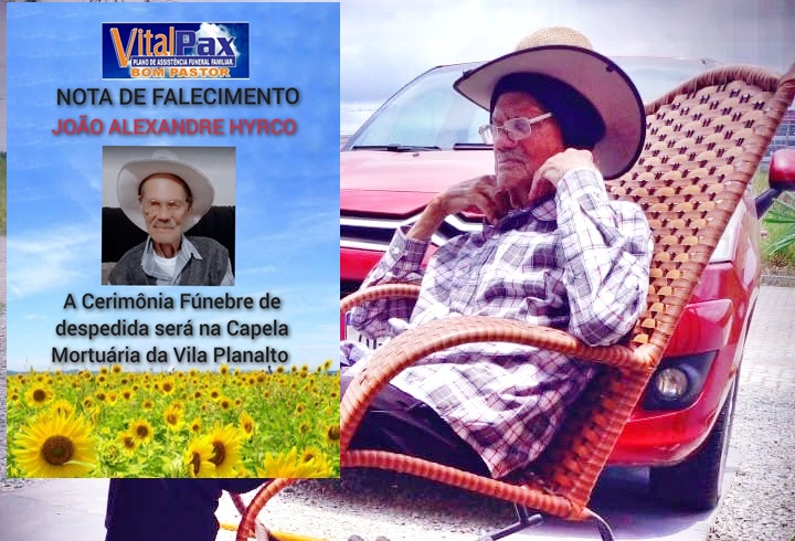  NOTA DE FALECIMENTO – Seu João Alexandre Hyrco