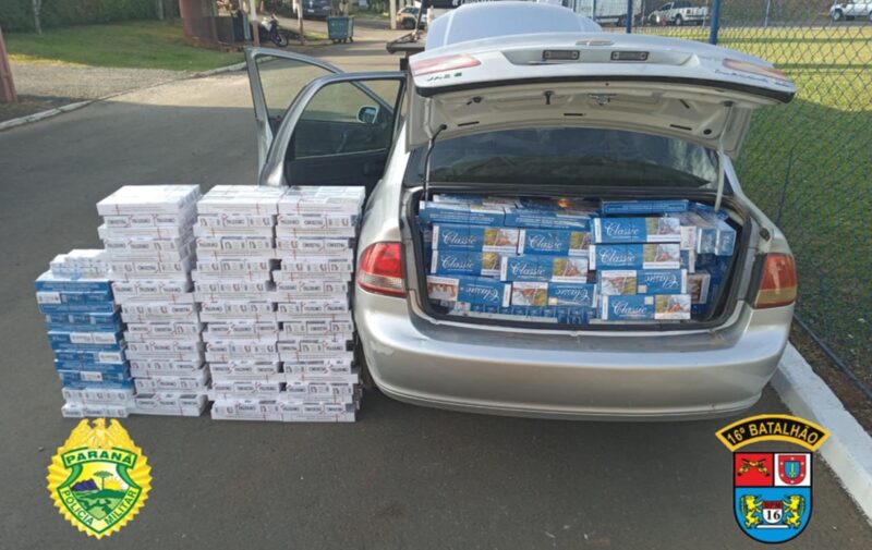  Homem pula do carro em movimento e abandona com cigarros do Paraguai e ainda tenta atirar nos policiais