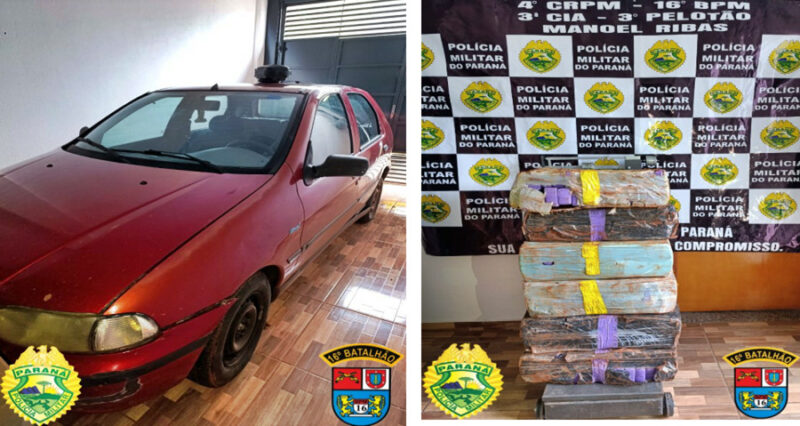  Veículo furtado e condutor de 20 anos com Mandado de Prisão é preso com 154 kg de maconha em Manoel Ribas