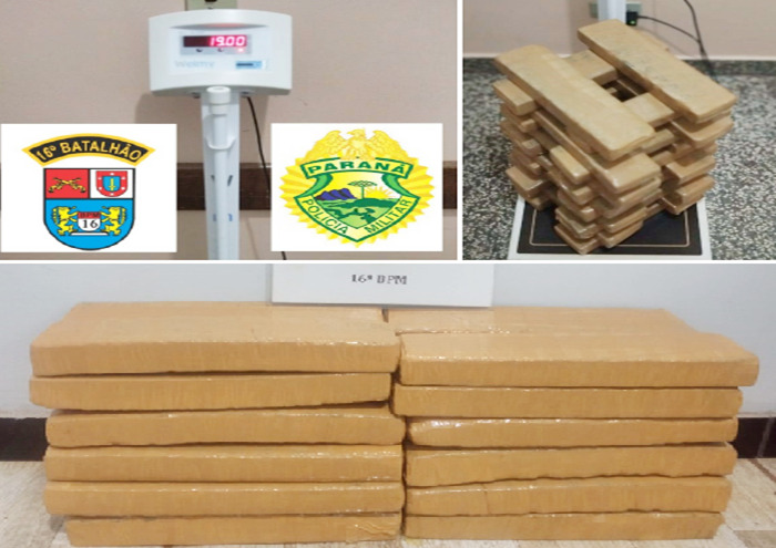  PM apreende 38 quilos de maconha entre Santa Maria do Oeste e Palmital