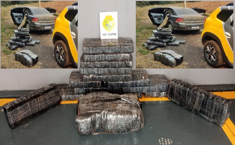  Após tentativa de fuga, Vectra é abandonado com 160 Kg de Maconha em Laranjeiras do Sul