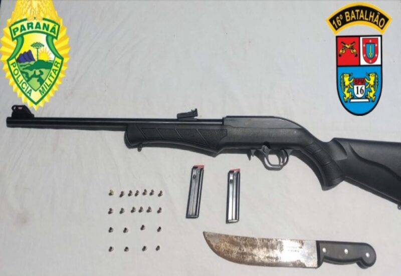  Preso em Pitanga após dar tiros dentro da casa e ameaçar os familiares com a arma que foi apreendida pela PM