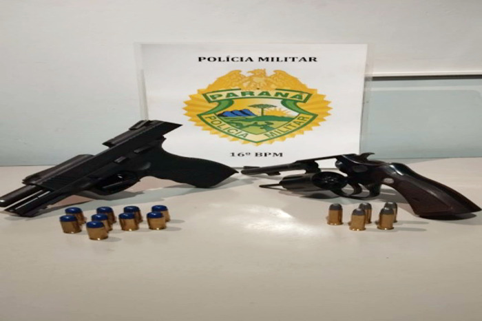  Preso com duas armas de fogo sem registro e carregadas em um veículo em Santa Maria do Oeste