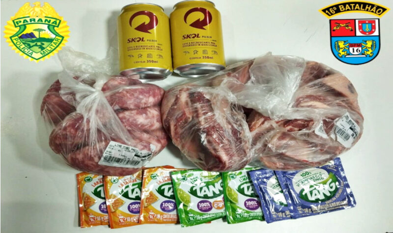  Casal é preso em Guarapuava após furtar carne, linguiça, cervejas e sucos de um mercado